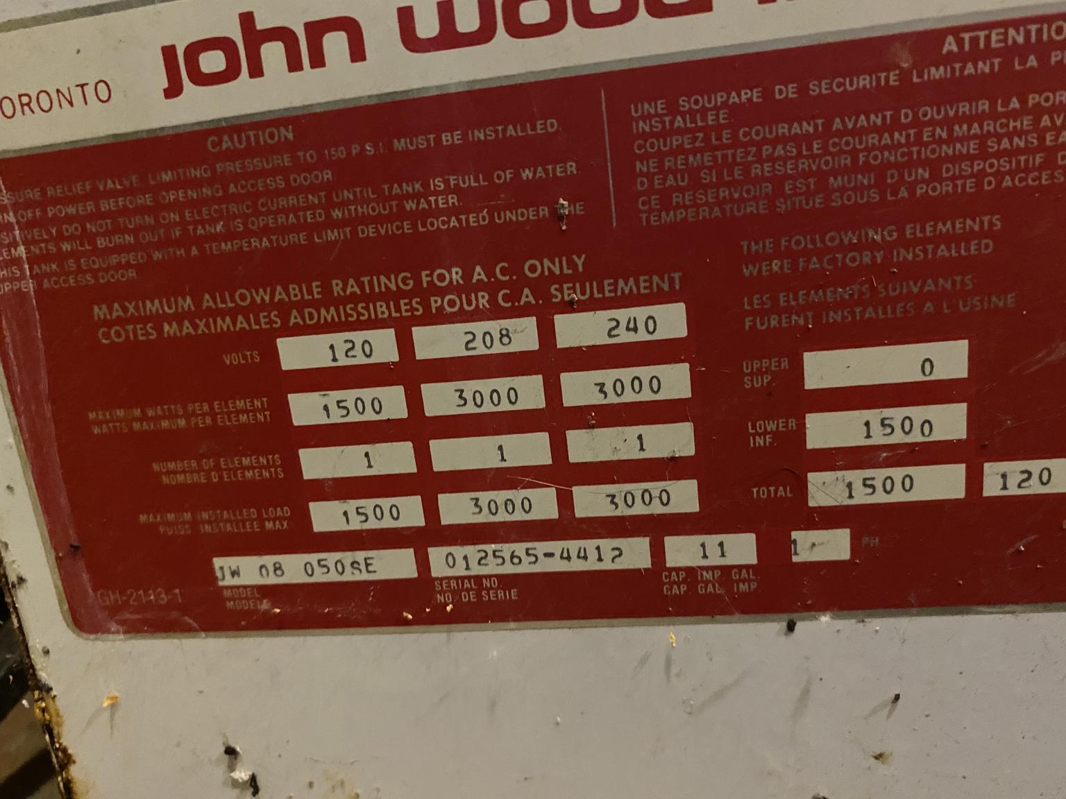 John Wood JW Water Heater Age, Error Codes, Manuals from GSW
